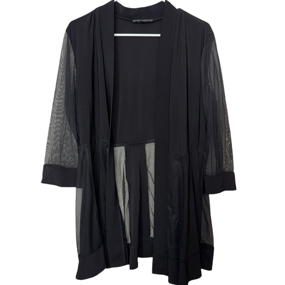 R&M Richards Women'S Black Illusion 3/4 Sleeve Open Front Jacket Size 16
